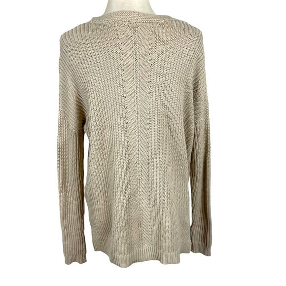 Vince Ribbed Knit Directional V-neck 100% Cotton Pullover Sweater Neutral XS - Picture 5 of 8